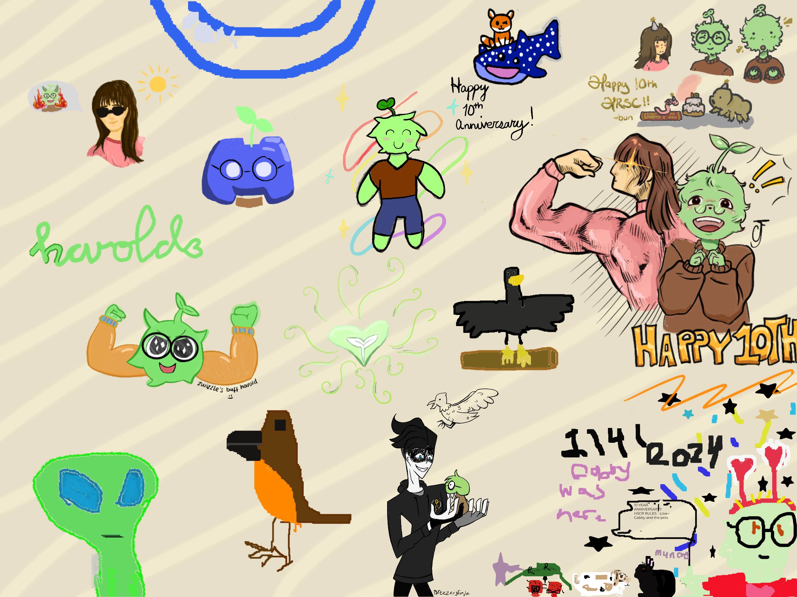 HSRC’s 10th anniversary art by BreezeyNinja, Gabby, dreamiebuns, Claire, Anne, and others!